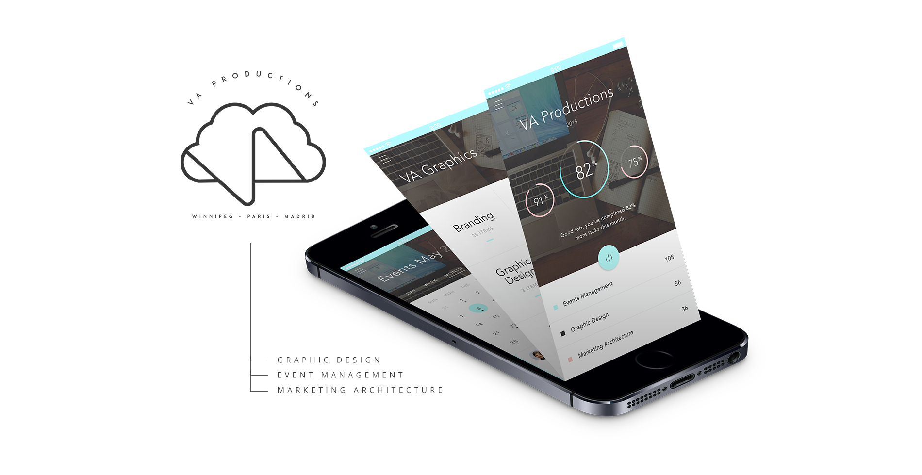 V.A. Productions responsive website and digital identity presentation